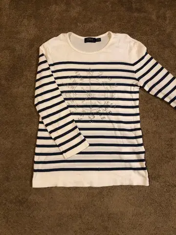 폴로 랄프로렌 보더 긴팔 티셔츠 여성용 XS 사이즈