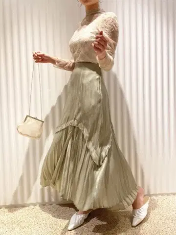 snidel 스나이델 샤이니 플리츠 스커트