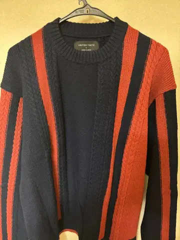 UNITED TOKYO 케이블 니트 스웨터 네이비