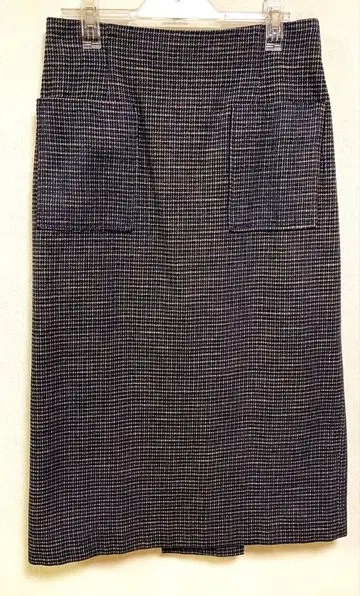 체크 무늬 타이트 스커트 (네이비/카멜)