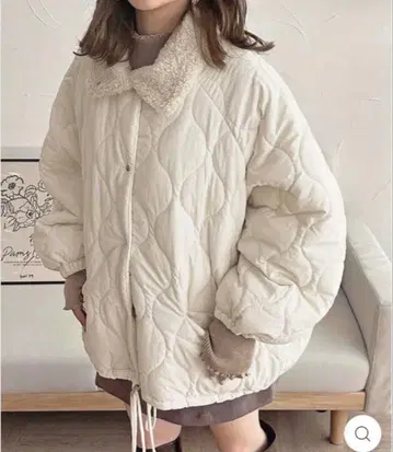 raffime 퍼 옷깃 퀼팅 블루종