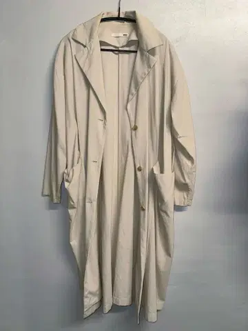 evam eva 코튼 롱 코트 크림색