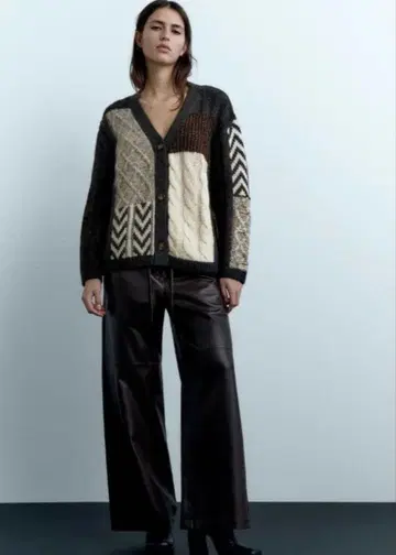 ZARA 자라 패치워크 니트 가디건