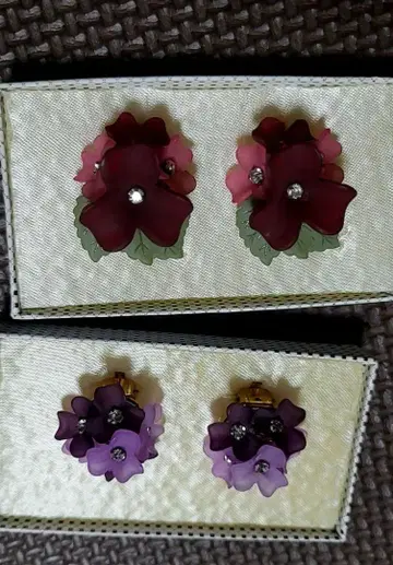 쇼와 레트로 귀찌 케이스 포함 미사용 꽃무늬 수국