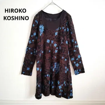 HIROKO KOSHINO 코튼 100% 긴팔 튜닉 꽃무늬 세련된