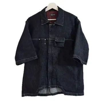 NULABEL CM1YOK42 뉴라벨 반팔 데님 지퍼 셔츠