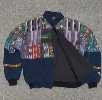 패치워크 자켓 나일론 블루종 80s