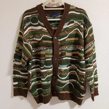 [ shaggie ] 3D 니트 가디건 그린 브라운 화이트