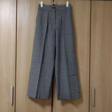 새상품급 PLST 웜 리저브 와이드 팬츠 M 체크 그레이