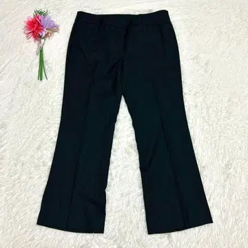 새상품급 레미유 빅 사이즈 LL 플레어 팬츠 슬랙스 스트라이프 네이비