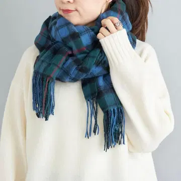 새상품급 1.1만 쉽스 체크 울 캐시미어 스톨