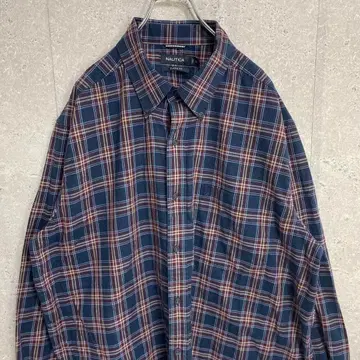 노티카 자수 로고 체크 긴팔 BD셔츠 빅사이즈 2XL