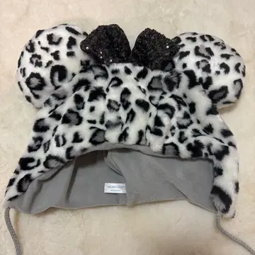 레오파드 무늬 팬캡 디즈니 화이트