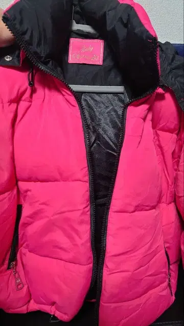 MichelMacaron 후드 부착 핑크 다운 자켓