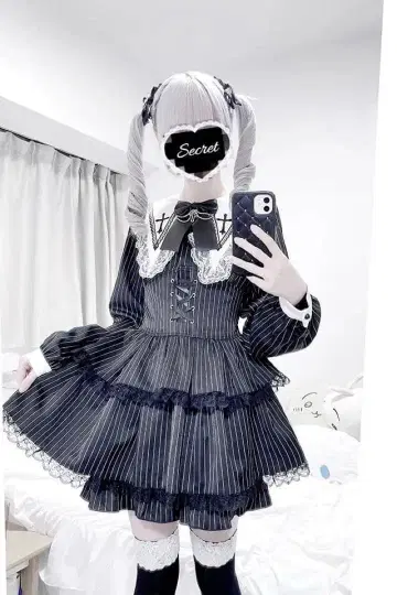 MARS 크로스 자수 3단 프릴 셋업