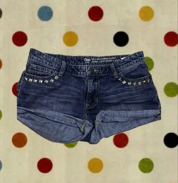 스터드 장식 다크 블루 숏팬츠 그런지 해외