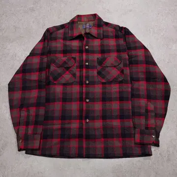 50s PENDLETON 옴브레 체크 플란넬 셔츠 USA제 호배색
