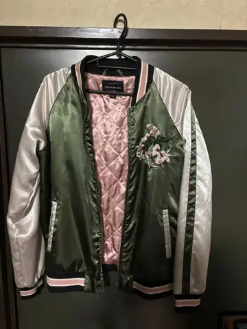 자수 장식 올리브 그린 스카잔 S 그린 벚꽃