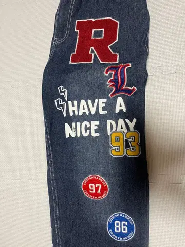 자수 디자인 다크 블루 데님