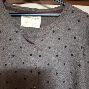 프랑슈리페 FL5 도트 무늬 브라운 니트 가디건