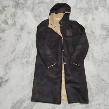 CASTEL BAJAC 다크 브라운 후드 부착 롱 코트