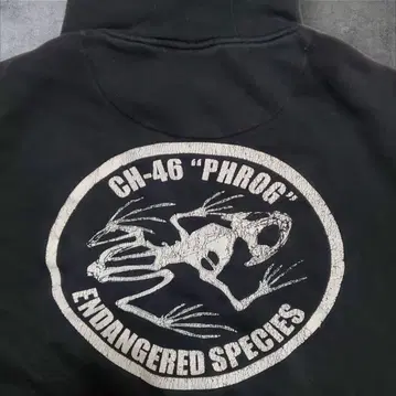 USMC CH-46 PHROG 프로그 백 프린트 블랙 후드티 S