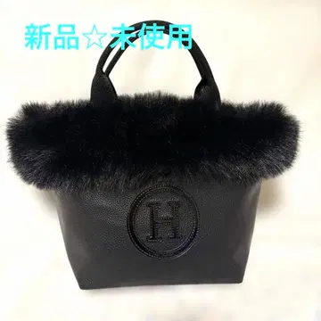 H 로고 블랙 퍼 토트백 새상품 미사용