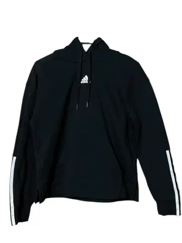 adidas 후드 부착 블랙 후드티 화이트 스트라이프 코튼/BLK