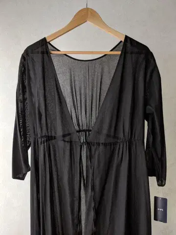 ships 쉽스 가디건 원피스 얇은 소재 시스루 블랙