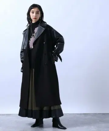 신세틱 가죽 콤비 트렌치코트 HARE