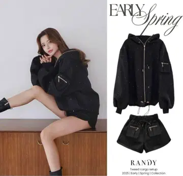 RANDY 패딩 트위드 카고 셋업 s 완판템