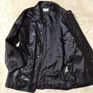 새상품급 더반 카 코트 램 가죽 L 사이즈 천연 가죽 블랙 미들 기장