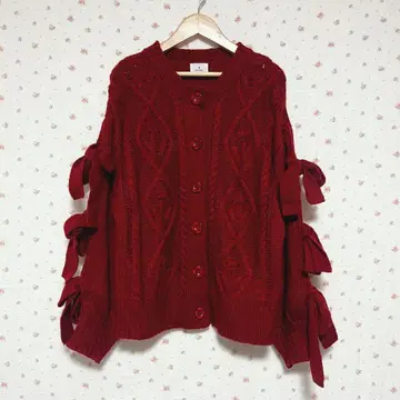 최종 가격 인하 merry jenny 리본 포함 니트 가디건 레드