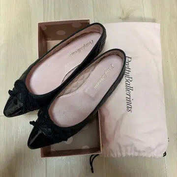 프리티 발레리나 발레 슈즈 블랙 리본 퀼팅 블랙