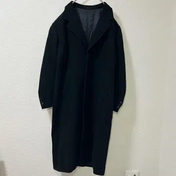 체스터 롱 코트 캐시미어 혼방 블랙 울