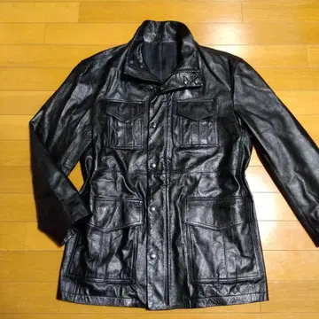 [ 소가죽 컨디션 최상 ] 블랙 가죽 밀리터리풍 자켓