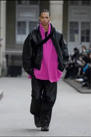 doublet Embossed Leather Track jacket