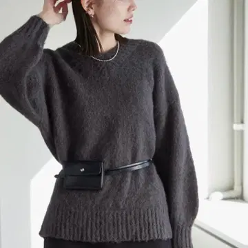 mystic 벨트 포함 그레이 긴팔 니트 M