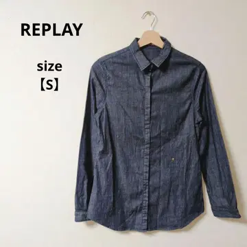 새상품급 REPLAY 다크 블루 데님 긴팔 셔츠 [ S ]