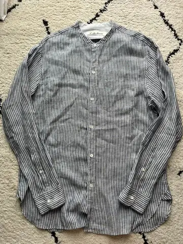Caledoor 스트라이프 린넨 긴팔 셔츠 L 사이즈