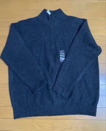 택 포함 미사용품 수플레얀 하프 지퍼 스웨터 다크 그레이 3XL