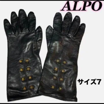 ALPO 알포 가죽 장갑 실크 캐시미어 스터드 블랙