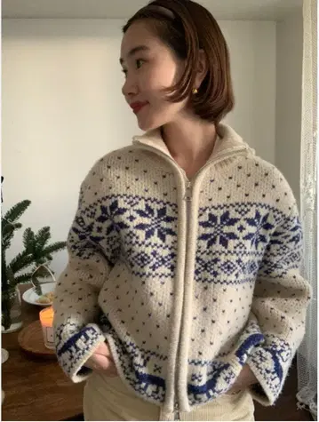 노르딕 무늬 니트 자켓