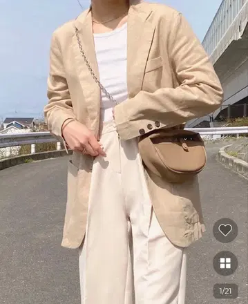 베이지 린넨 테일러드 자켓