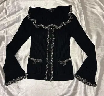 새상품급 EPOCA 블랙 트위드 가디건