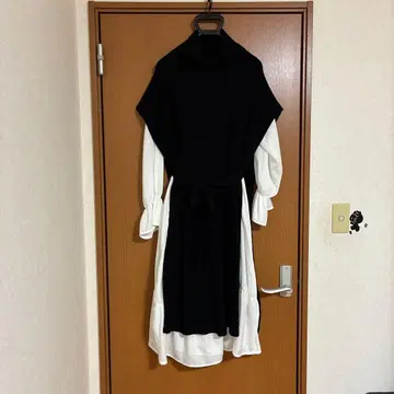 GRL 니트 롱 원피스 블랙 화이트