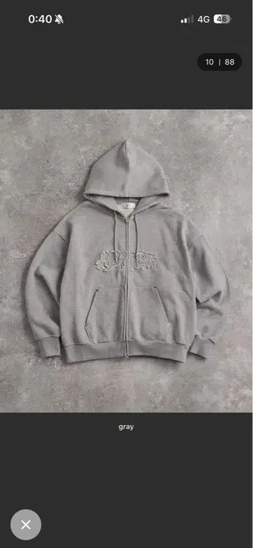 ADRER 헤비 웨이트 로고 세미 숏 빈티지 더블 지퍼 후드티