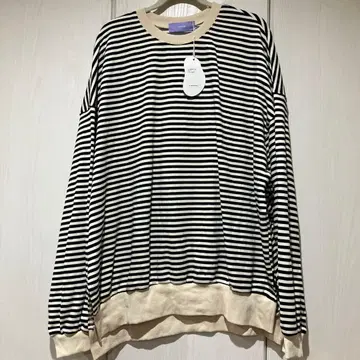 wee9s OSUMITSUKI 맨투맨 블랙과 화이트 스트라이프