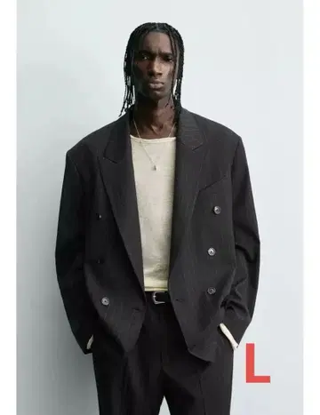 새상품 자라 더블 브레스트 스트라이프 패턴 수트 블레이저 자켓