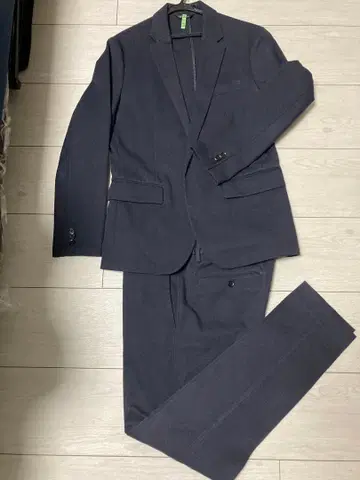 나노 유니버스 네이비 비즈니스 정장 세트 스트레치